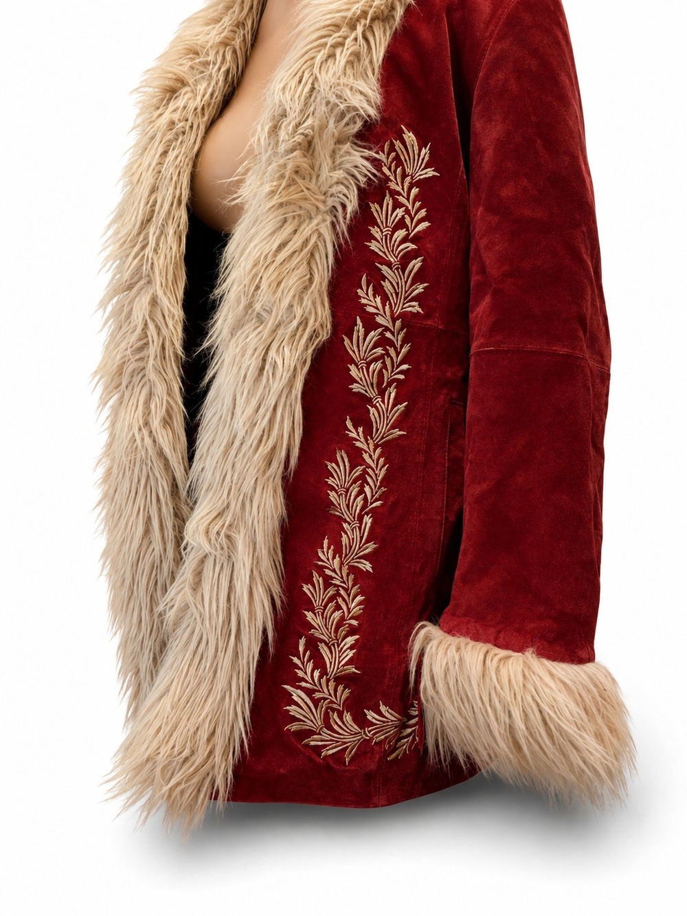 Deadstock Red Faux Fur Trimmed Velvet Jacket - NWT - Picture 4 of 9